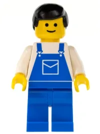 LEGO Overalls Blue with Pocket, Blue Legs, Black Male Hair minifigure