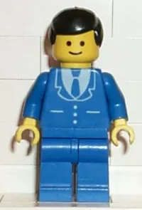 LEGO Suit with 3 Buttons Blue - Blue Legs, Black Male Hair minifigure
