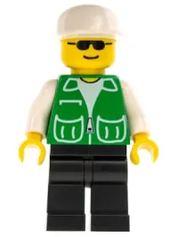 LEGO Jacket Green with 2 Large Pockets - Black Legs, White Cap minifigure