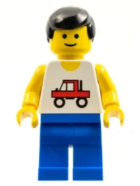 LEGO Trucker - Blue Legs, Black Male Hair minifigure