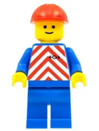 LEGO Red & White Stripes - Blue Legs, Red Construction Helmet minifigure