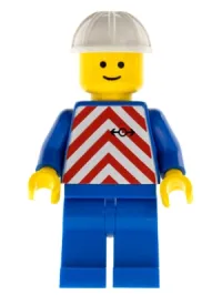 LEGO Red & White Stripes - Blue Legs, White Construction Helmet minifigure