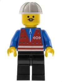 LEGO Red Vest and Zipper - Black Legs, White Construction Helmet minifigure
