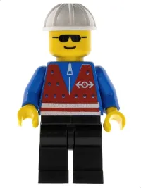 LEGO Red Vest and Zipper - Black Legs, White Construction Helmet, Sunglasses minifigure