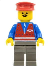 LEGO Red Vest and Zipper - Dark Gray Legs, Red Hat minifigure
