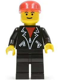 LEGO Leather Jacket with Zippers - Black Legs, Red Cap minifigure