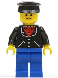 LEGO Suit with 3 Buttons Black - Blue Legs, Black Hat minifigure