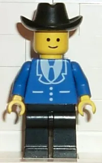 LEGO Suit with 3 Buttons Blue - Black Legs, Black Cowboy Hat minifigure
