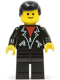 LEGO Leather Jacket with Zippers - Black Legs, Black Male Hair minifigure