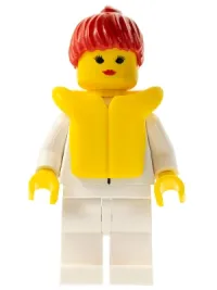 LEGO Shirt with 2 Pockets, White Legs, Red Ponytail Hair, Life Jacket minifigure