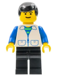 LEGO Suit with 2 Pockets White - Black Legs, Black Male Hair minifigure