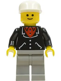 LEGO Suit with 3 Buttons Black - Light Gray Legs, White Cap minifigure