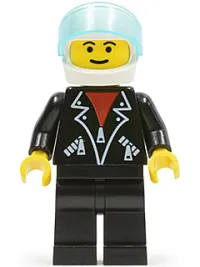 LEGO Leather Jacket with Zippers - Black Legs, White Helmet minifigure