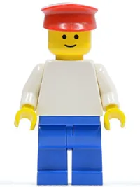 LEGO Plain White Torso with White Arms, Blue Legs, Red Hat minifigure