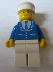 LEGO Suit with 3 Buttons Blue - White Legs, White Hat minifigure