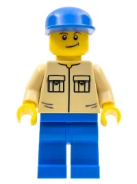 LEGO Shirt with 2 Pockets No Collar, Blue Legs, Blue Cap minifigure