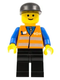 LEGO Orange Vest with Safety Stripes - Black Legs, Black Cap minifigure