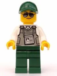 LEGO Security Officer - Dark Green Legs, Dark Green Cap with Hole, Sunglasses minifigure