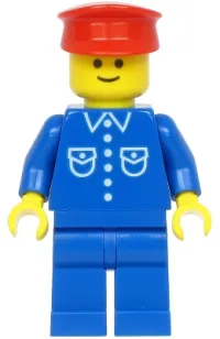 LEGO Shirt with 6 Buttons - Blue, Blue Legs, Red Hat (Reissue) minifigure