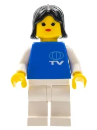 LEGO TV Logo Small Pattern, White Legs, Black Female Hair minifigure