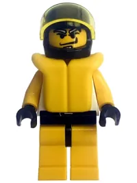 LEGO Race - Driver, Yellow Tiger, Standard Helmet, Life Jacket minifigure