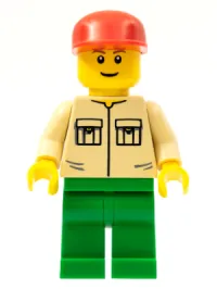 LEGO Shirt with 2 Pockets No Collar, Green Legs, Red Cap minifigure