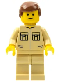 LEGO Shirt with 2 Pockets No Collar, Tan Legs, Reddish Brown Male Hair minifigure