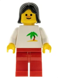 LEGO Palm Tree - Red Legs, Black Female Hair minifigure