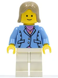 LEGO Medium Blue Jacket, White Legs, Dark Tan Female Hair minifigure