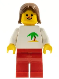 LEGO Palm Tree - Red Legs, Brown Female Hair minifigure