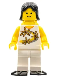 LEGO Yellow Flowers - Black Female Hair, Yellow Air Tanks, Black Flippers minifigure