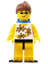 LEGO Yellow Flowers - Reddish Brown Ponytail Hair, Blue Air Tanks, Black Flippers minifigure
