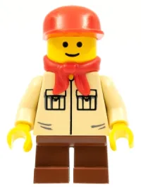 LEGO Shirt with 2 Pockets No Collar, Reddish Brown Short Legs, Red Cap, Red Bandana minifigure
