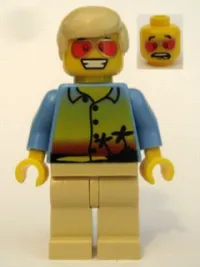LEGO Sunset and Palm Trees - Tan Legs, Red Glasses, Tan Male Hair minifigure