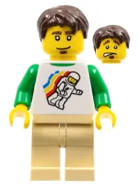 LEGO Classic Space Minifigure Floating Pattern, Tan Legs, Dark Brown Short Tousled Hair minifigure