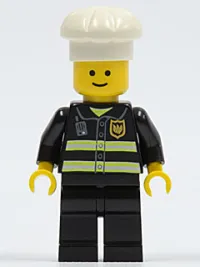 LEGO Fire - Reflective Stripes, Black Legs, White Chef Toque minifigure