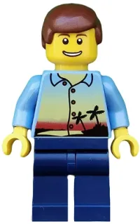 LEGO Sunset and Palm Trees - Dark Blue Legs, Reddish Brown Male Hair minifigure