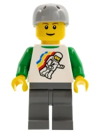 LEGO Classic Space Minifigure Floating Pattern, Dark Bluish Gray Legs, Sports Helmet minifigure