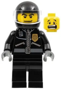 LEGO Police - City Leather Jacket with Gold Badge, Black Helmet, Trans-Clear Visor minifigure