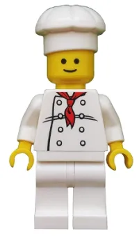 LEGO Chef - White Torso with 8 Buttons, Black Wrinkles, NO Back Print, White Legs, Standard Grin minifigure