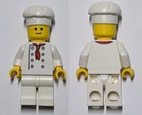 LEGO Chef - White Torso with 8 Buttons, No Wrinkles Front or Back, with Back Print, White Legs, Standard Grin minifigure