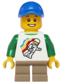 LEGO Classic Space Minifigure Floating Pattern, Short Dark Tan Legs, Blue Short Bill Cap minifigure