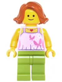 LEGO Mom, Bright Pink Top with Butterflies and Flowers, Lime Legs minifigure