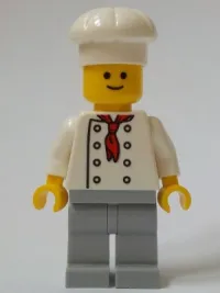 LEGO Baker (Chef) - White Torso with 8 Buttons, No Wrinkles Front or Back, Light Bluish Gray Legs minifigure