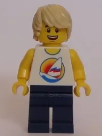 LEGO Surfboard on Ocean - Dark Blue Legs, Tan Tousled Hair minifigure