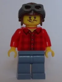 LEGO Flannel Shirt, Sand Blue Legs, Aviator Cap minifigure