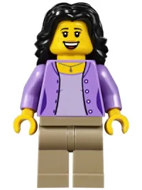 LEGO Mom, Medium Lavender Jacket over Lavender Shirt, Dark Tan Legs, Black Hair minifigure