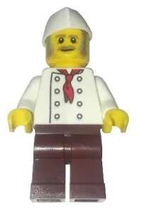 LEGO Chef, Moustache, Dark Tan and Gray Sideburns, Stubble, No Wrinkles Front or Back minifigure