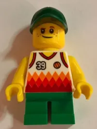 LEGO Boy, Jersey with #39, Green Short Legs, Dark Green Cap minifigure