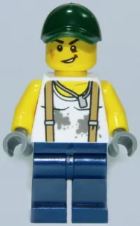 LEGO Mechanic, Dark Green Cap, Dark Blue Legs minifigure